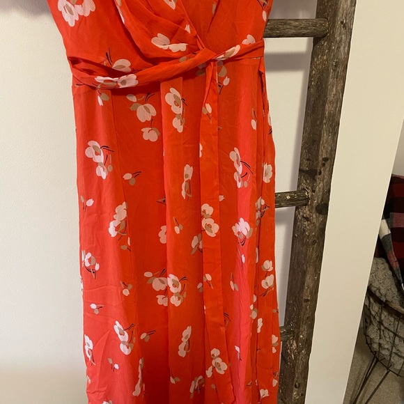 Lauren Ralph Lauren Orange Chiffon Floral Print Wrap Dress - Picture 6 of 10